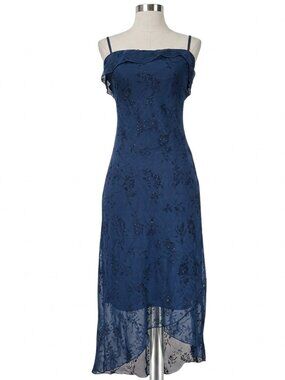NWT Liz Byer California Navy Lace Gown |  Y2K Vintage Off-Shoulder Dress